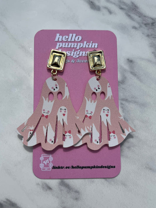 Girly Ghosts Faux Leather Earrings
