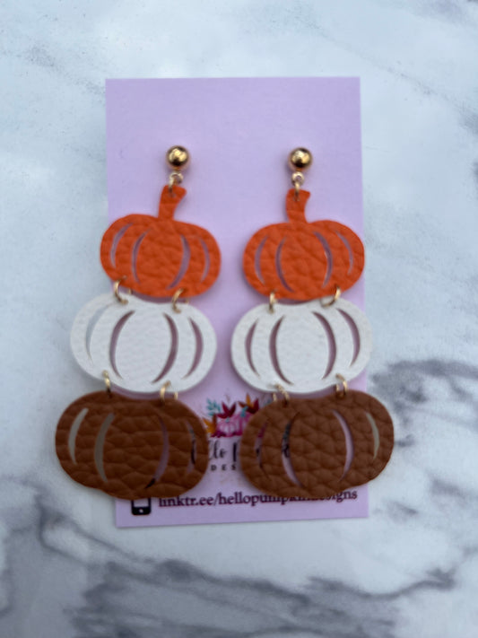 Stacked Pumpkins Faux Leather Earrings